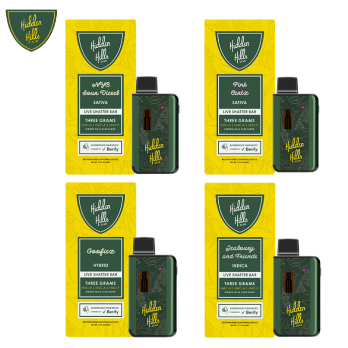 Hidden Hills Live Shatter Disposable Vape 3Gm/5CT/PK 